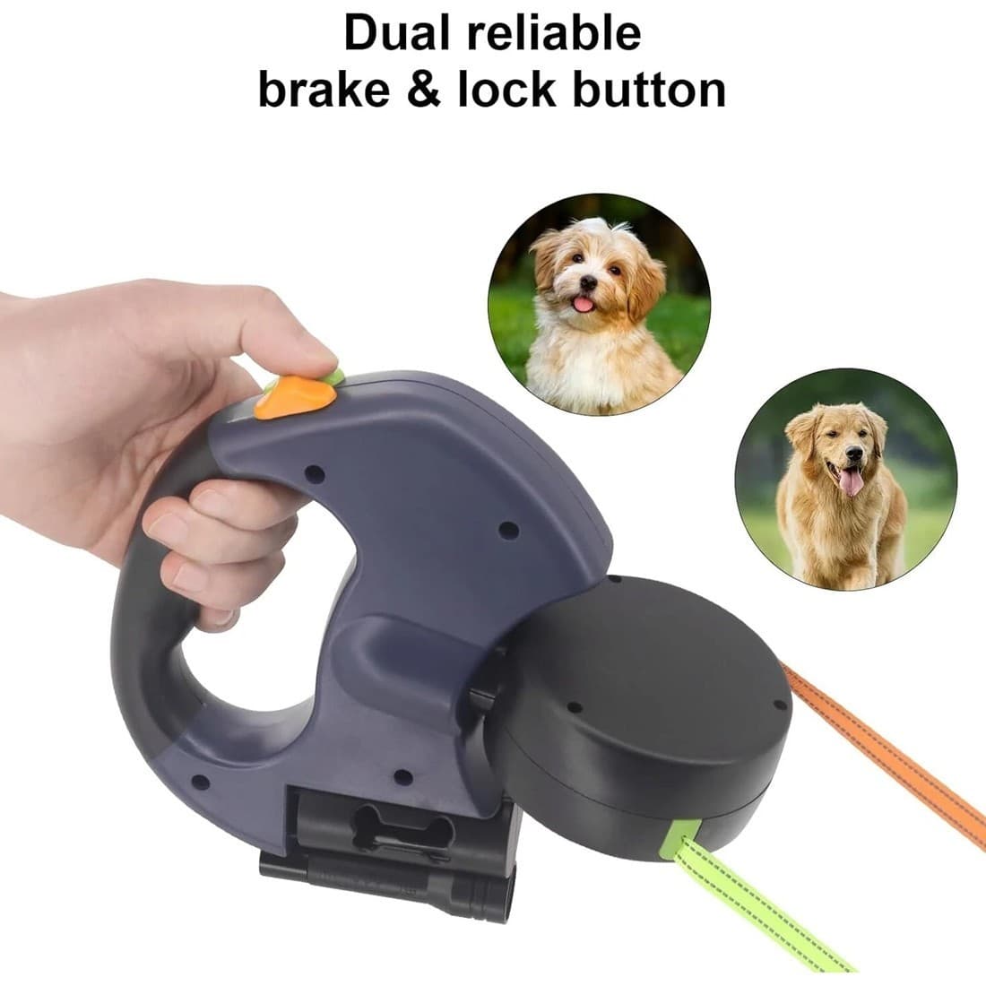 360 Retractable Lead Leash Double Pet Dog Training Lead For 2 Dog UK