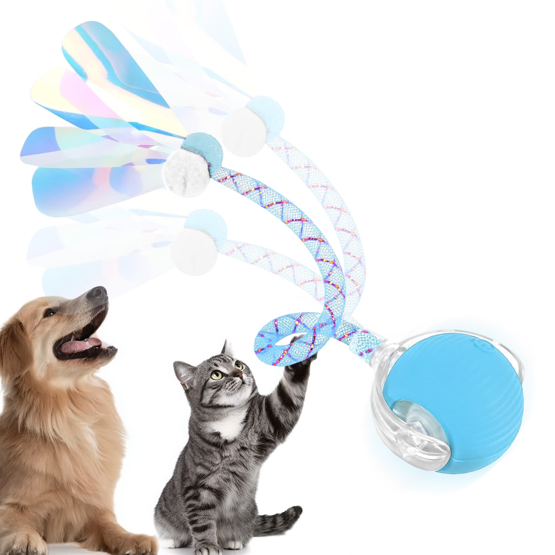 Interactive Toys Ball For Cats, Dog,Agile Moving Cat Ball With ElasticMesh Tail